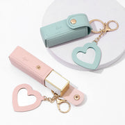 Solid Color Portable Lipstick Bags Wallet Keychain Mini Storage Bag For Women Lipsticks Protective Cover With Mini Makeup Mirror - Luxe Ladies Moda