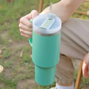 40oz 304 Straw For Sport Stainless Steel Insulated Water Bottle Thermal Coffee Car Cup Cold Hot Mugs Vacuum Flask With Handle - Luxe Ladies Moda
