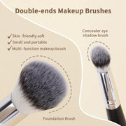 4pcs Makeup Brushes 2pcs Dual-ended Concealing Blush Brushes 2pcs Flat Top Angled Foundation Brushes Kit