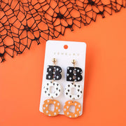 Halloween Acrylic Drop Earrings Cute Ghost Print BOO Dangle Fun & Quirky Party Accessory, Hypoallergenic Stainless Steel Ear
