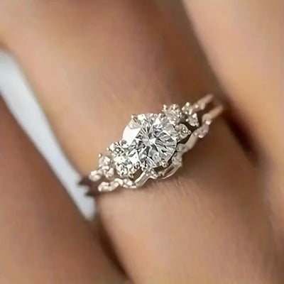 2Pcs Wedding Rings Set Bridal Jewelry with Bright Zirconia Elegant Lady Detachable Wear Finger Accessories Gift - Luxe Ladies Moda