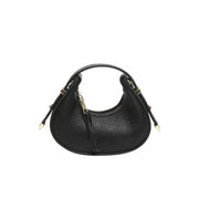 Textured Mini Half Moon Bag 2024 Chic Versatile Soft Leather Lipstick Handbags Girl's Cute Purse