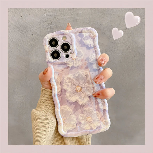 Luxury Laser Flowers Glitter iPhone Case For iPhone 15 Pro Max 13 12 11 14 Plus Fashion Soft Silicone Shockproof Bumper Cover - Luxe Ladies Moda