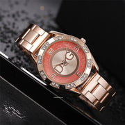Women Watch Fashion with Diamonds Crystal Design Quartz Watches Leisure Rose Gold Stainless Steel Strap Clock - Luxe Ladies Moda