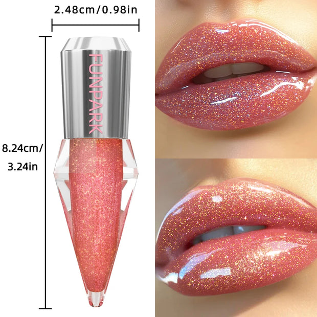 8-Color Glitter Shimmer Lip Gloss | Moisturizing Diamond Liquid Lipstick for Plump, Shiny Lips