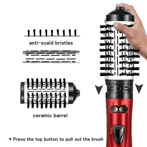 3 in 1 Rotating Hair Dryer Electric Comb Hair Straightener Brush Dryer Brush Hot Air Comb Negative Ion Hair Styler Comb - Luxe Ladies Moda