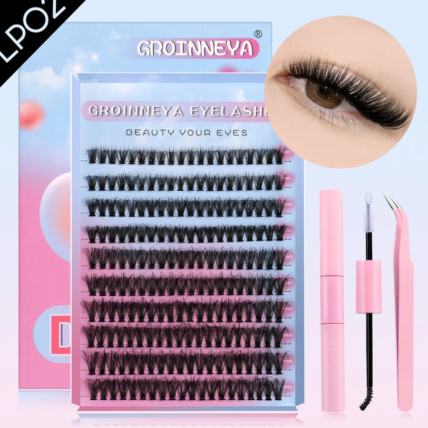 Lash Clusters Set Mixed Tray Lashes Kit Fluffy Individual Lashes Extension with Lash Bond and Seal At Home Makeup - Luxe Ladies Moda