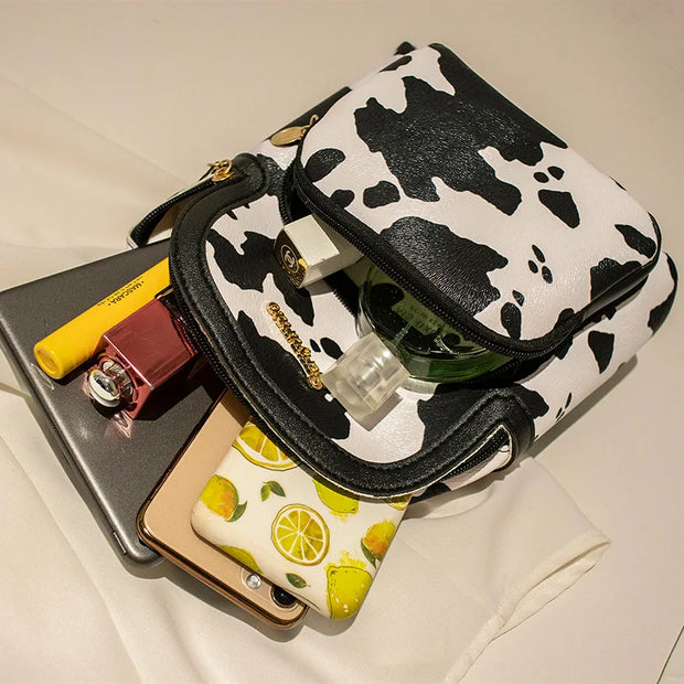 Women Mini Backpack Printed Cow Pattern Backpacks Simple Casual Student Bookbags Traveling Boin Purse Backpacks - Luxe Ladies Moda