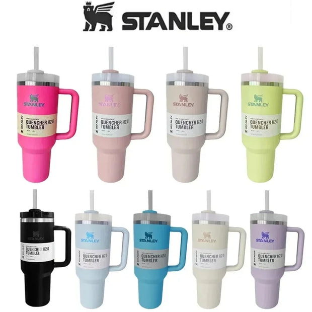 Stanley 30oz 40oz Insulated Tumbler With Lid and Straws Stainless Steel Coffee Tumbler with Handle Vacuum Leak Proof Coffee Cup - Luxe Ladies Moda