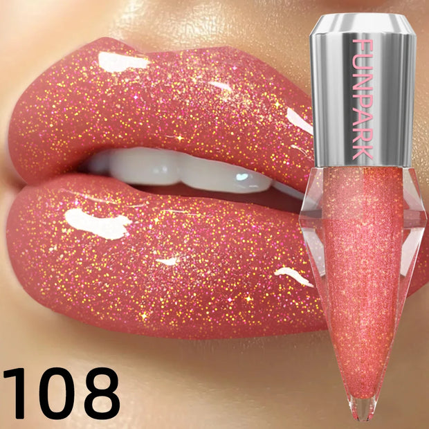 8-Color Glitter Shimmer Lip Gloss | Moisturizing Diamond Liquid Lipstick for Plump, Shiny Lips