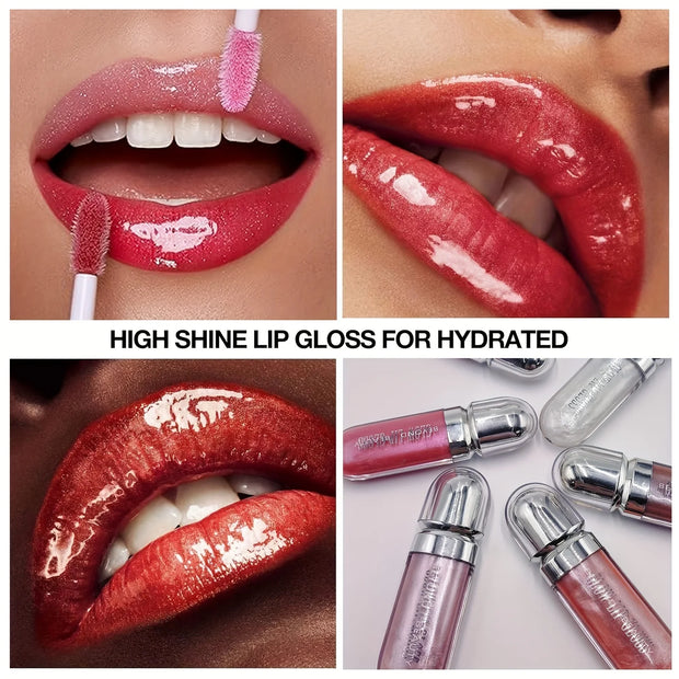 Beauty Moisturizing Lip Gloss with Shimmer - Hydrating Liquid Lip Shine Oil for Adult, Nourishing 3D Effect, Long-Lasting - Luxe Ladies Moda