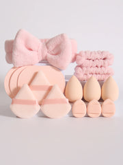 15Pcs Multi-Colored Fluffy Headband and Makeup Sponge Set-Sweet Style, Perfect Beauty Assistant - Luxe Ladies Moda
