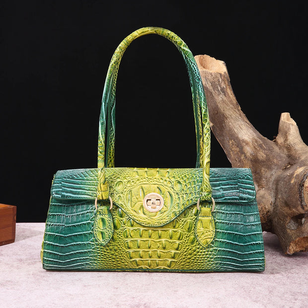 Multicolor Crocodile Pattern Fashion Handheld Stick Bag Large Capacity One Shoulder Underarm Bag Women's Luxury Handbag - Luxe Ladies Moda
