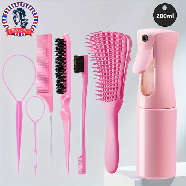 5-Piece Hair Styling Tools Set – Unscented Hair Care Kit with Octopus Detangler Brush & Comb for Curly/Normal Hair - Luxe Ladies Moda