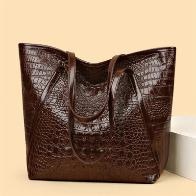 Simple And Versatile Crocodile Print Tote Bag, Large CapacityFashion Hand Bill Shoulder Women's Bag - Luxe Ladies Moda