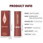 2Pcs/Set Matte Brown Lipstick+Translucency Lip Gloss Combo Kit,Easy Application, Non-Stick, Moisturizing