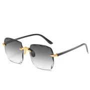 Sunglasses For Women ladies Rimless Sun glasses Diamond cutting Lens Brand Designer Ocean Shades Vintage female glasses eyewear - Luxe Ladies Moda