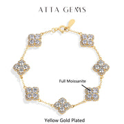 Full Moissanite Diamond Bracelet DVVS1 For Women 925 Sterling Silver Gold Plated Lucky Engagement Wedding  Jewelry Gift