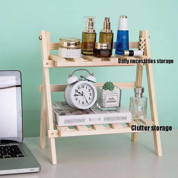 Office minimalist desktop storage rack dormitory desk storage and organization rack double-layer wooden table top storage rack - Luxe Ladies Moda