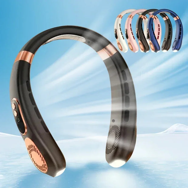 Portable Neck Fan,4000 mAh Cooling Airflow 5 Speeds Adjustable Bladeless Fan Hands Free Personal Wearable Rechargeable Battery - Luxe Ladies Moda