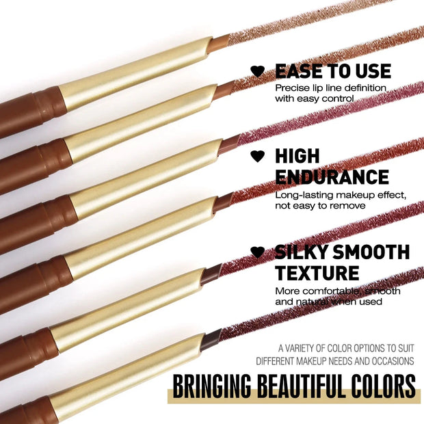 Matte 6-colors Lip Liner Pencil Bevel Design Nib Lip Contour Lipstick Nude Brown Lipstick Pencil Natural Lasting Lipliner Makeup - Luxe Ladies Moda