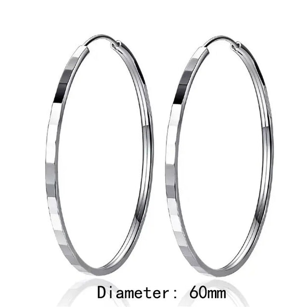 New Fashion18K Gold Plated Hoop Earrings For Women 925 Sterling Silver 2.0mm Fashion Earring 3/4/5/6CM - Luxe Ladies Moda
