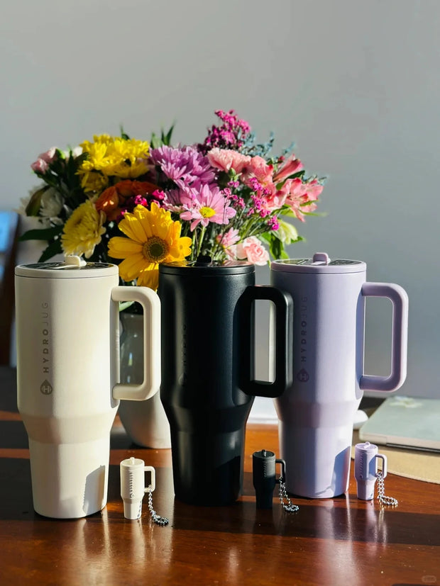 HydroJug Tumbler Traveler Cup Stainless Steel Coffee Mug Insulated Thermos Portable Vacuum Travel Tumbler with Handle Lid Straw - Luxe Ladies Moda