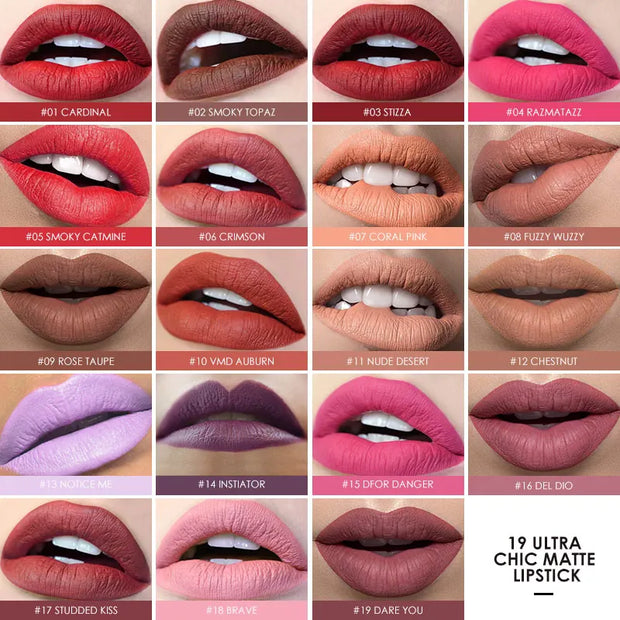 Matte Lipstick 19 Colors Waterproof Matte Lipsticks Soft Texture Lip Stick Cosmetic Sext Red Nude Lip Makeup Batom