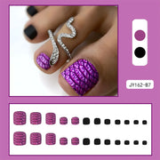 24pcs Fake Toe Nails Press on Toe Nails French Decorated Nail Tips Colorful Summer Toe Nail Art Acrylic Nails for Toe - Luxe Ladies Moda