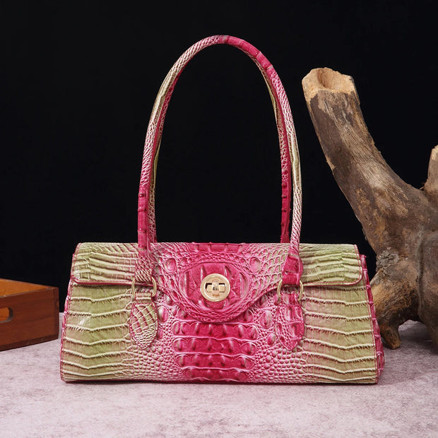 Multicolor Crocodile Pattern Fashion Handheld Stick Bag Large Capacity One Shoulder Underarm Bag Women's Luxury Handbag - Luxe Ladies Moda