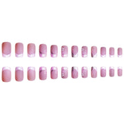 24pcs French False Nails Pink Flowers Short Coffin Fake Nail Tips for Girl Wearable Sweet Korean Simple Nude Pink Press on Nails - Luxe Ladies Moda
