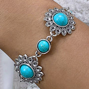 Vintage Green Stone Bracelets for Women Luxury Crystal Stone Flowers Opening Bangle Adjustable Jewelry Accessories - Luxe Ladies Moda