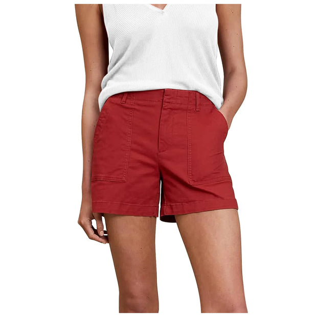 Solid Color Retro Stretch Twill Short Side Pockets Soft Feel Flattering Fit Pants Versatile Elastic Waist Fashion Summer Women - Luxe Ladies Moda