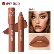 Beauty Glazed Matte Lipstick Pencil Waterproof Long Lasting Lip Balm 12 Colors Velvet Lip Liner Pen Lips Makeup Women Cosmetics - Luxe Ladies Moda