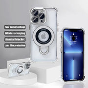New Strong Magsafe Magnetic Ring Stand for iPhone 16 15 14 13 11 12 Pro Max Plus Military Shockproof Slim Plating Clear Cover - Luxe Ladies Moda