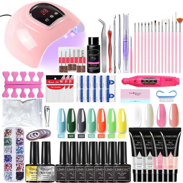 Nail Set Nail Gel Tools Kit 54W Nail Lamp 18/12/7 Colors UV Gel Nail Polish Kit Contains Nail Drill Machine Nail Kit