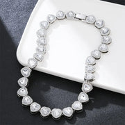 Heart Shape Cuban Chain Necklace – Gold Plated, Iced Out Crystal Jewelry for Women - Luxe Ladies Moda