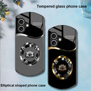 Circle Lotus White For Apple IPhone 16 11 13 15 14 Pro Max 12 Mini 7 8 Plus XR X XS Elliptical Shaped Tempered Glass Phone Case - Luxe Ladies Moda
