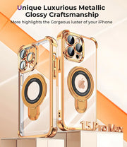 New Strong Magsafe Magnetic Ring Stand for iPhone 16 15 14 13 11 12 Pro Max Plus Military Shockproof Slim Plating Clear Cover - Luxe Ladies Moda