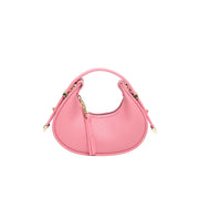 Textured Mini Half Moon Bag 2024 Chic Versatile Soft Leather Lipstick Handbags Girl's Cute Purse
