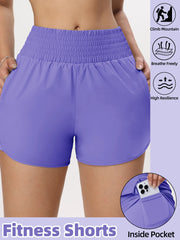 Women Side Zippered Pocket With Inner Lining Shorts Quick Drying Running Fitness Yoga Leisure Sport Shorts - Luxe Ladies Moda