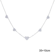 High Quality Micro Pave White CZ Heart Charm Link Chain Necklace Minimal Delicate Fashion Jewelry - Luxe Ladies Moda