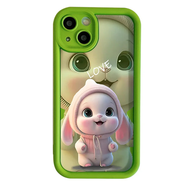 Lovely Pink Rabbit Silicone Case For Samsung Galaxy S24 S23 Ultra S22 S21 Plus S20 FE A12 A32 A52 A52S A23 A33 A53 A14 A34 A54 - Luxe Ladies Moda