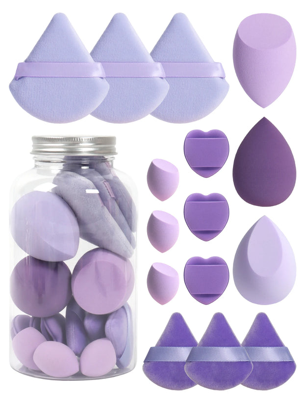 15-Piece Makeup Puff & Sponge Set – Loose Powder Puffs, Mini Makeup Eggs & Air Cushion Applicators - Luxe Ladies Moda
