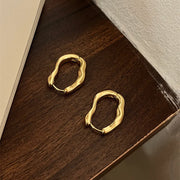 Vintage Metal Geometry Hoop Earrings - Irregular Minimalist Design for Women - Luxe Ladies Moda