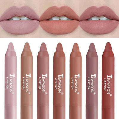 Nude Series Velvet Matte Lipstick Pencil Waterproof Long Lasting Red Lip Stick Non-Stick Cup Makeup Lip Tint Pen Cosmetic Makeup - Luxe Ladies Moda