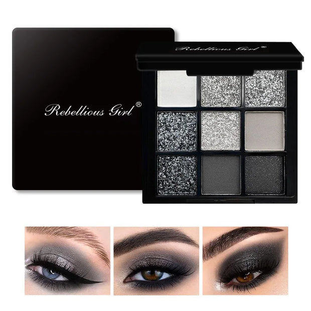 9-Grid Red Eyeshadow Palette Purple Glitter Pearlescent Matte Eye Shadow Shimmer Makeup Long Lasting Women Beauty Eye Cosmetics - Luxe Ladies Moda