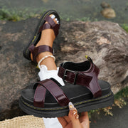 Open Toe Flatform Wedges Shoes Woman Summer Beach Sandals Sexy Women Plus Size 42 PU Leather Sandalias platform sandals - Luxe Ladies Moda