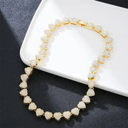 Heart Shape Cuban Chain Necklace – Gold Plated, Iced Out Crystal Jewelry for Women - Luxe Ladies Moda