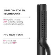 AIRFLOW-Hair Straightener and Curling Iron 2 in 1, Negative Ionic Anti-scald Curling Wand 1.25 Inch ,5 Temps & Dual Voltage - Luxe Ladies Moda